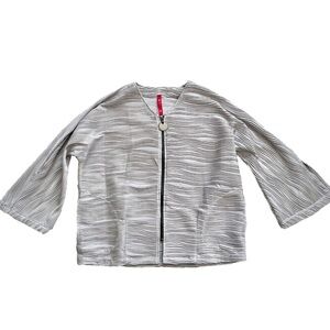 IC by Connie K Ribbed Shimmer Full Zip Jacket With Pockets Elegant Chic Modern